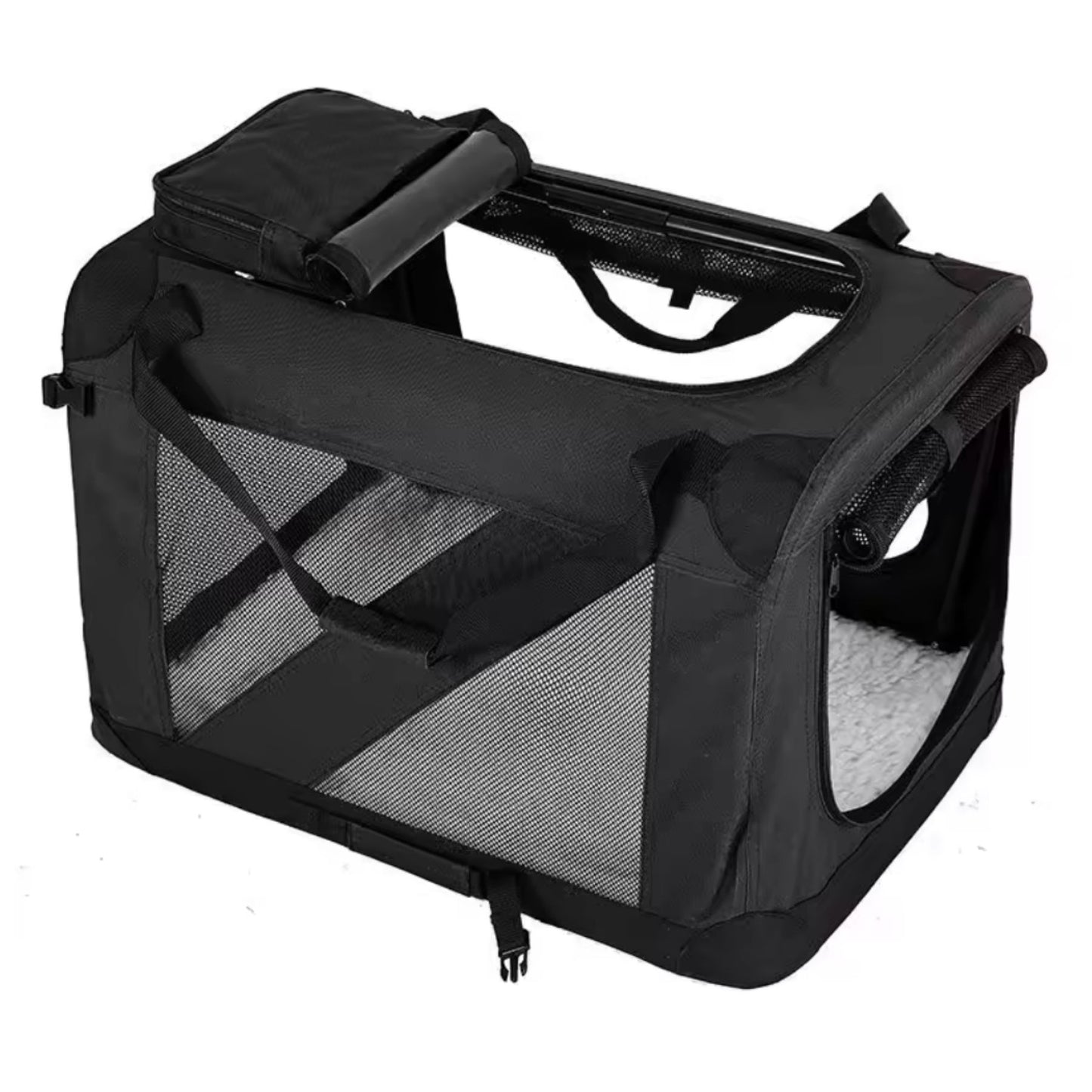 Foldable Dog Travel Crate & Soft-Sided Pet Carrier with Mesh Panels for Dogs and Cats