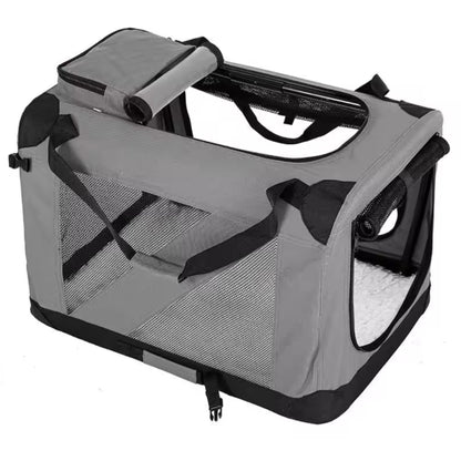 Foldable Dog Travel Crate & Soft-Sided Pet Carrier with Mesh Panels for Dogs and Cats