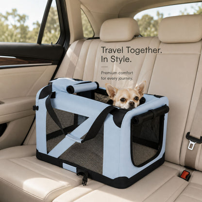 Foldable Dog Travel Crate & Soft-Sided Pet Carrier with Mesh Panels for Dogs and Cats