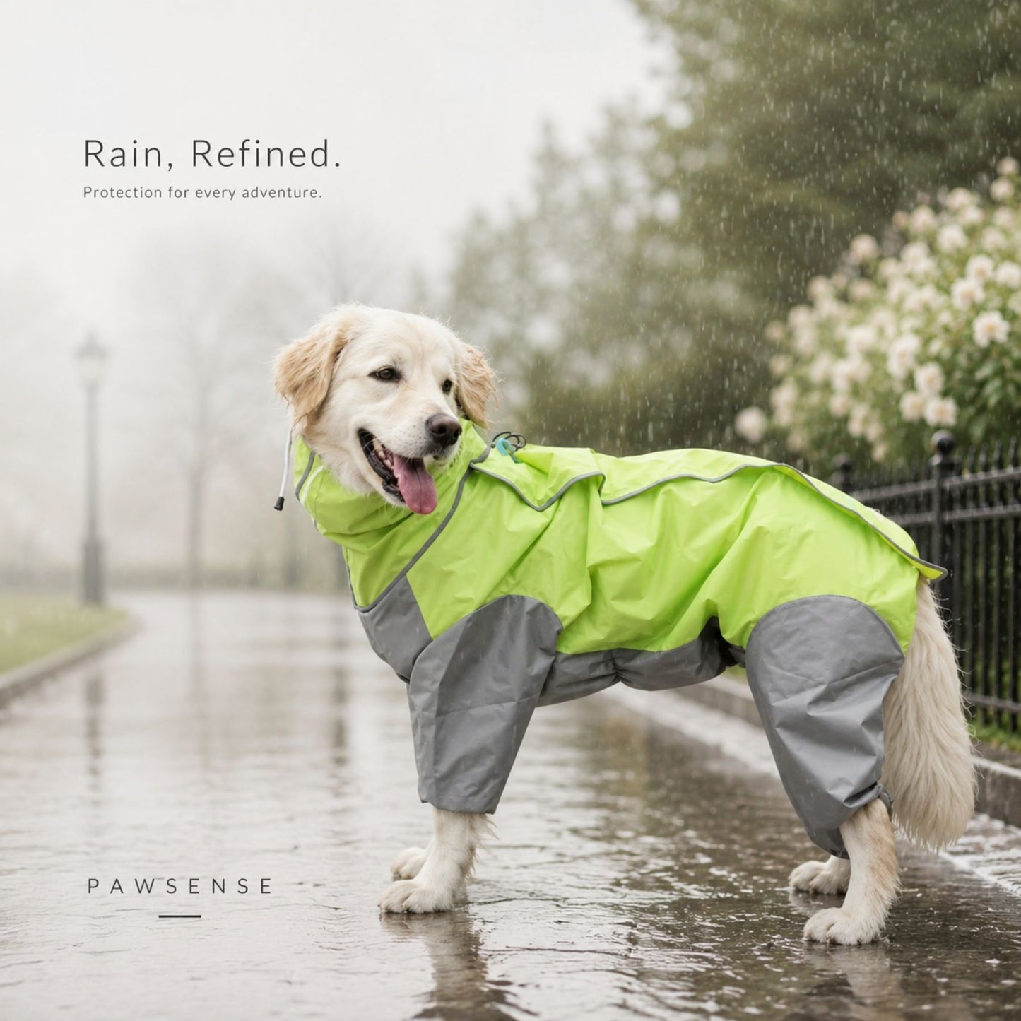 Full-Coverage Dog Raincoat with Hood and Leg Protection