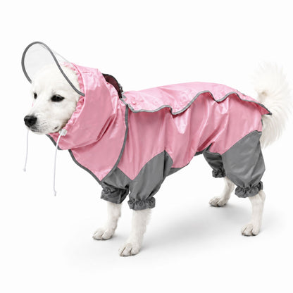 Full-Coverage Dog Raincoat with Hood and Leg Protection
