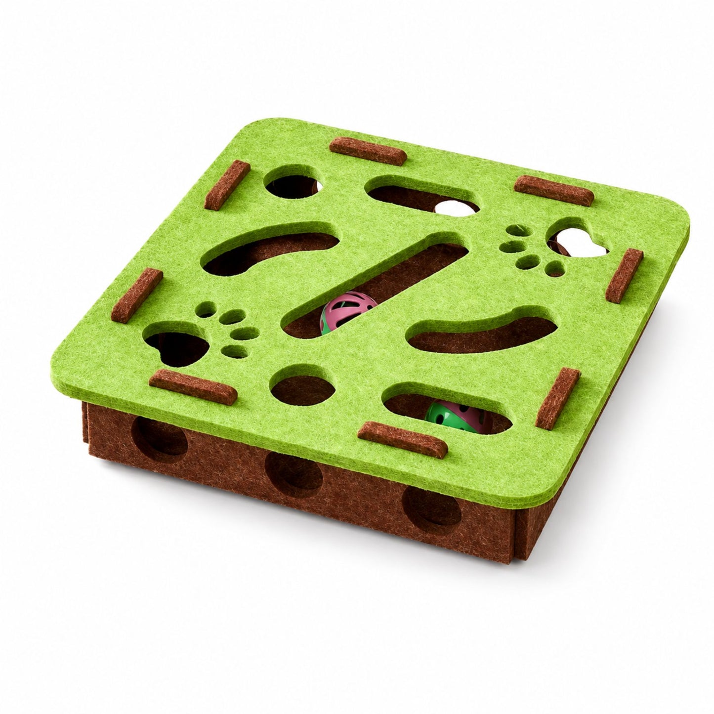 Interactive Cat Scratch and Play Board with Rolling Balls for Indoor Cats, Felt Activity Toy