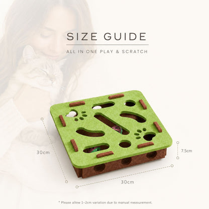 Interactive Cat Scratch and Play Board with Rolling Balls for Indoor Cats, Felt Activity Toy