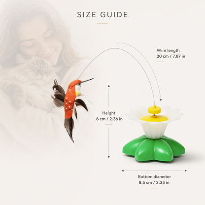 Interactive Flower Cat Toy with Swinging Butterfly and Bird Attachments, Rotating Teaser Toy for Indoor Cats