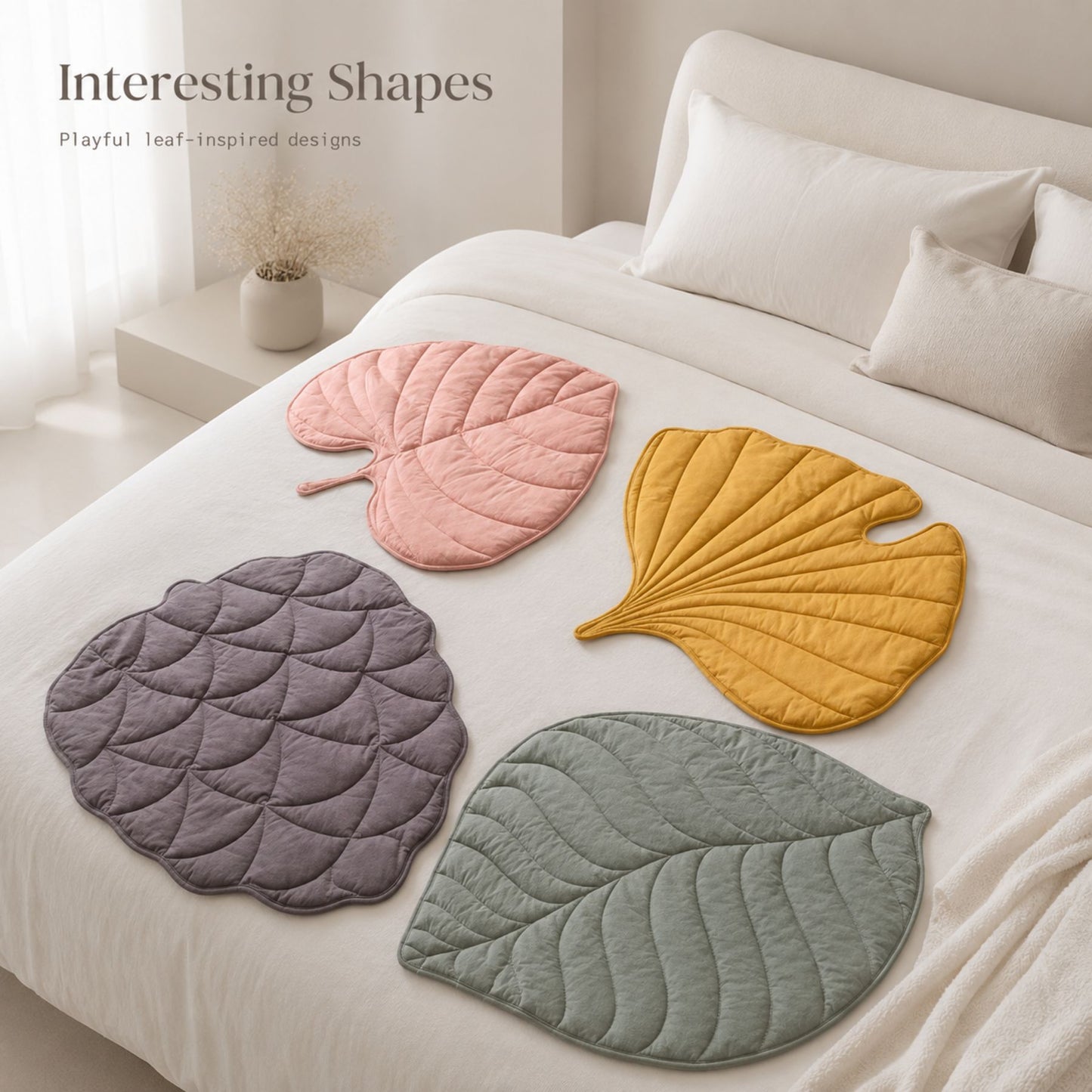 Leaf-Shaped Quilted Pet Mat for Dogs and Cats – Machine-Washable Floor, Bed and Sofa Mat