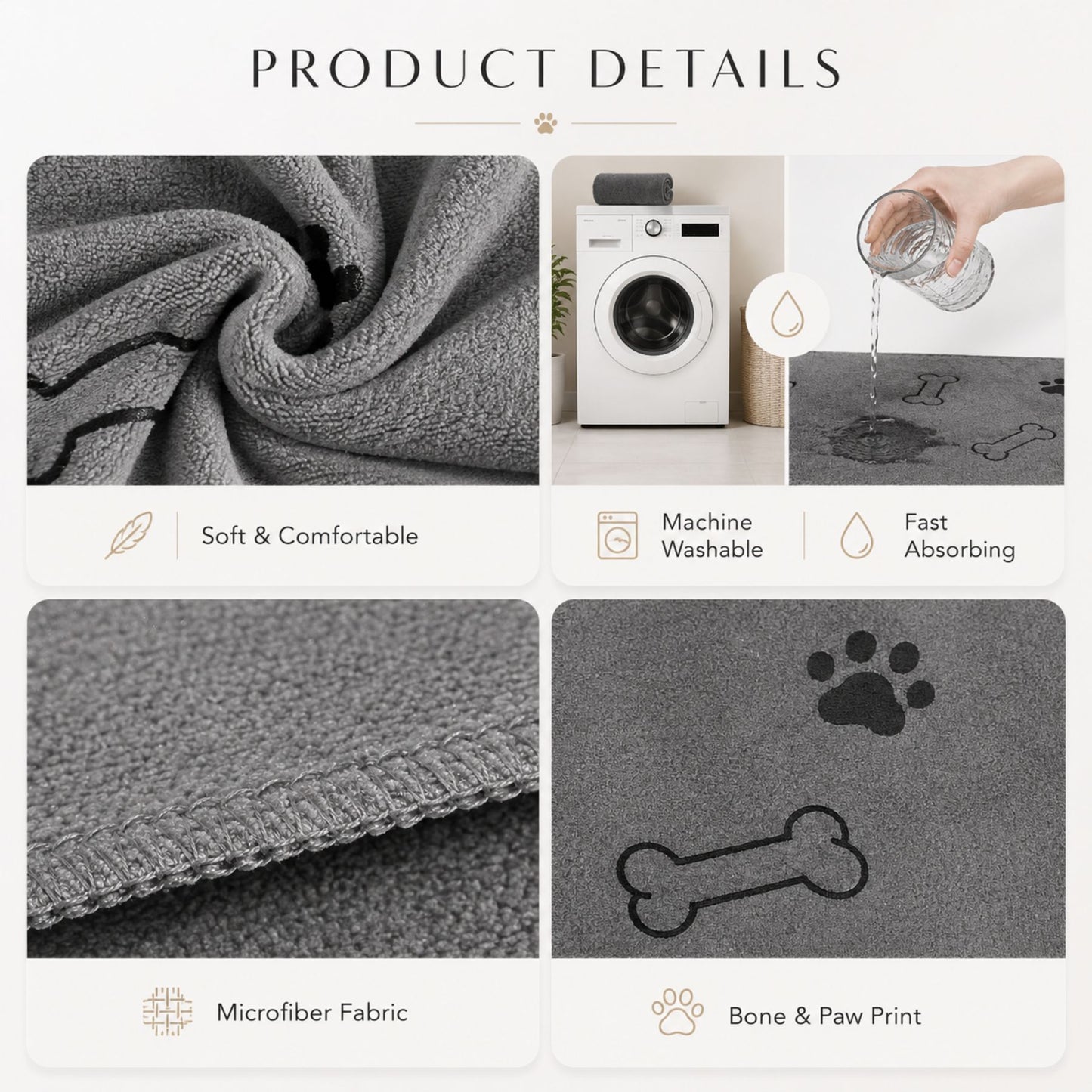Microfiber Towel for Dogs and Cats, Quick-Drying Absorbent Pet Bath Towel (1 PC)