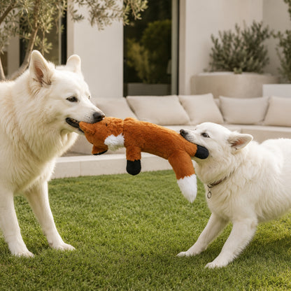 Squeaky Plush Dog Toy with Crinkle Sound and Animal Design No-Stuffing