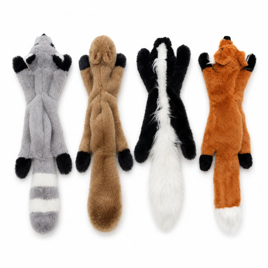 Squeaky Plush Dog Toy with Crinkle Sound and Animal Design No-Stuffing