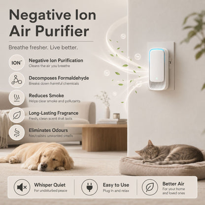 4 Pack Plug In Negative Ion Air Purifier – Mini Air Freshener Deodorizer for Pet Areas, Kitchen, Bathroom and Small Rooms