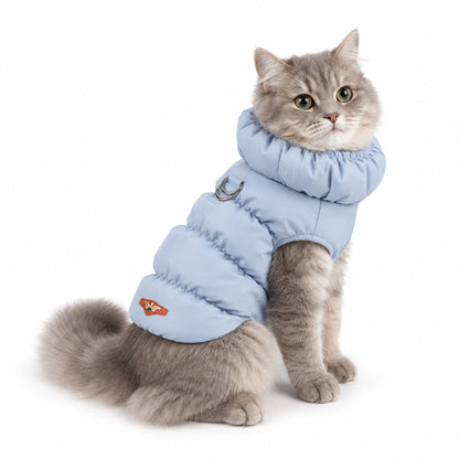 Padded Winter Dog and Cat Coat with Leash Ring – Warm Pet Jacket for Small Pets
