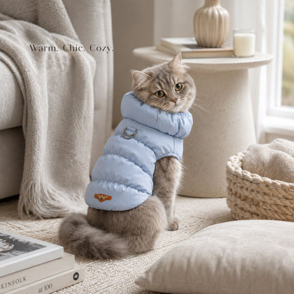 Padded Winter Dog and Cat Coat with Leash Ring – Warm Pet Jacket for Small Pets