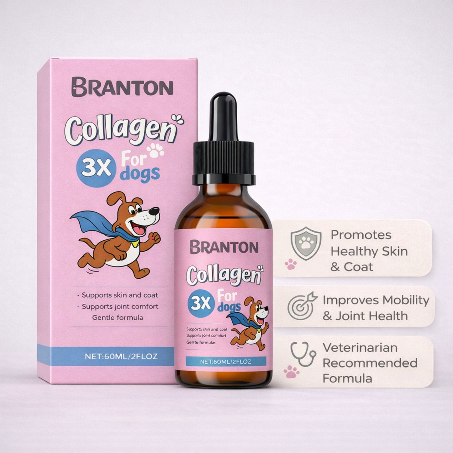 Pet Collagen Drops for Dogs – 60ml Liquid Collagen Supplement for Joint, Mobility, Skin & Coat Support