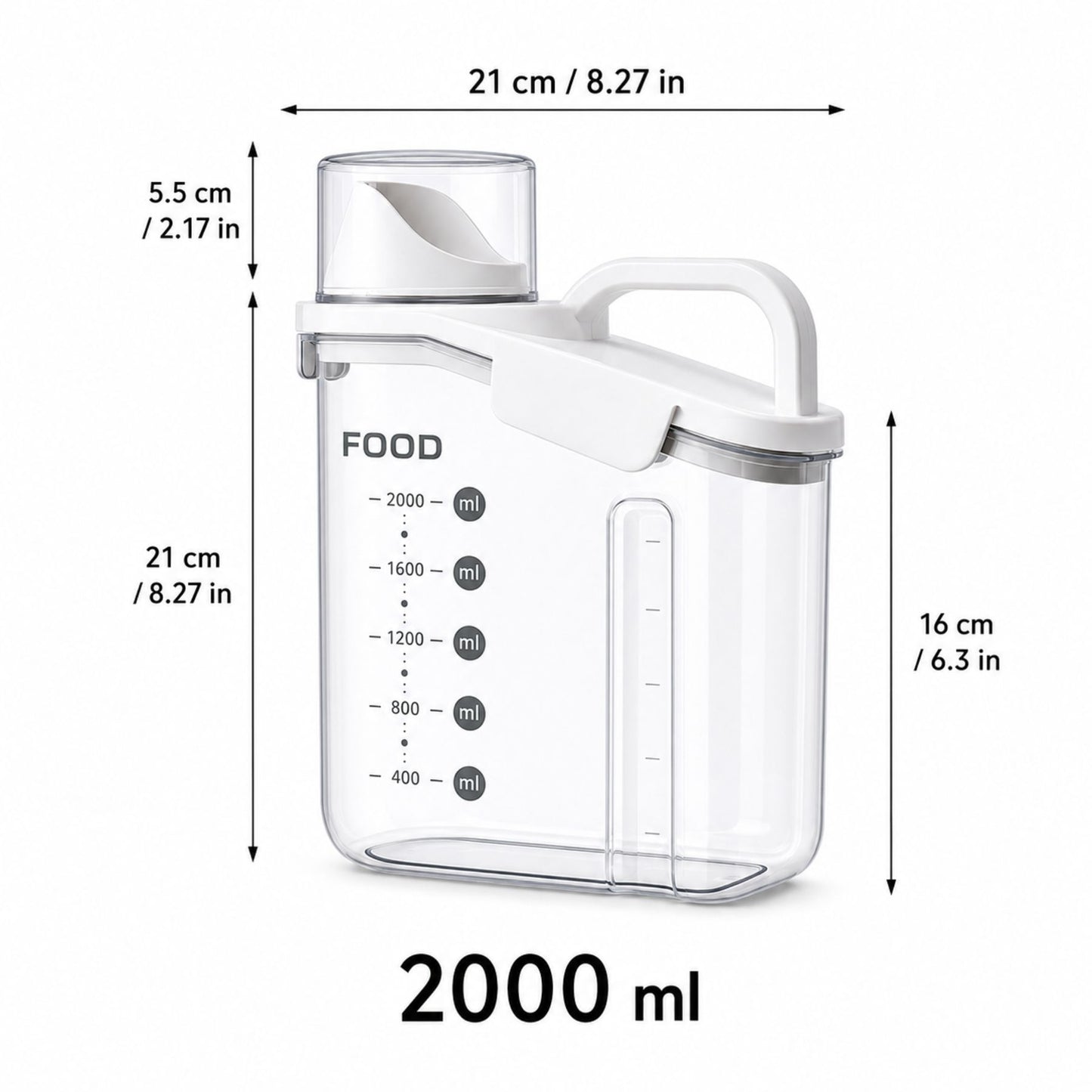 Pet Food Storage Container with Measuring Scale and Pour Spout – Sealed Dry Food Dispenser for Dog Food, Cat Food, Snacks and Kitchen Storage