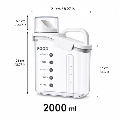 Pet Food Storage Container with Measuring Scale and Pour Spout – Sealed Dry Food Dispenser for Dog Food, Cat Food, Snacks and Kitchen Storage