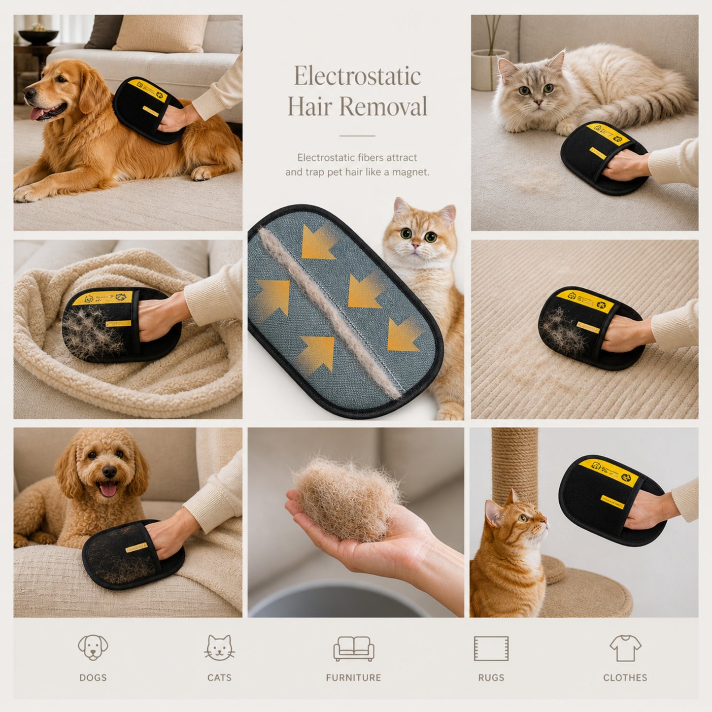Pet Hair Removal Glove for Dogs & Cats – Reusable Lint Remover Mitt for Furniture, Clothes & Sofas (Pro & Mini Sizes)