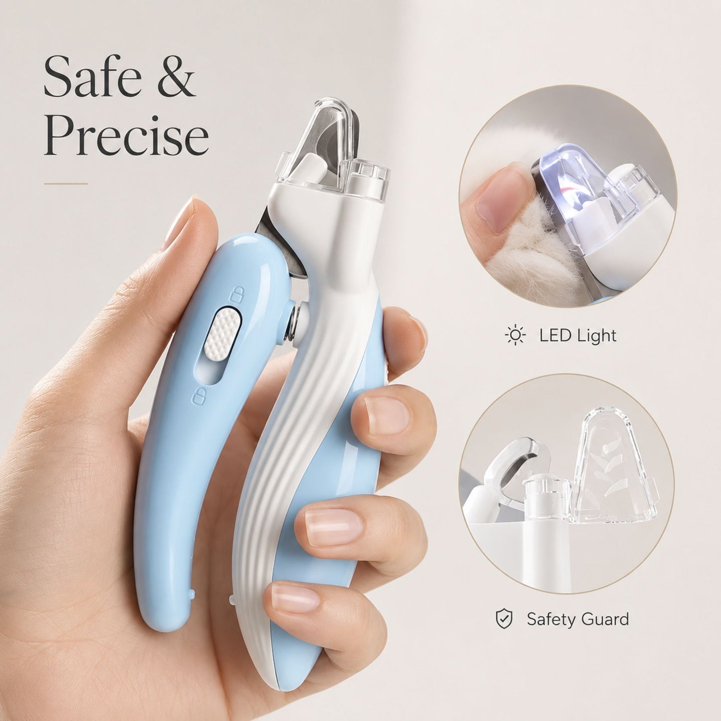 Pet Nail Clippers with LED Light | Dog & Cat Claw Trimmer with Safety Guard and Nail Catcher