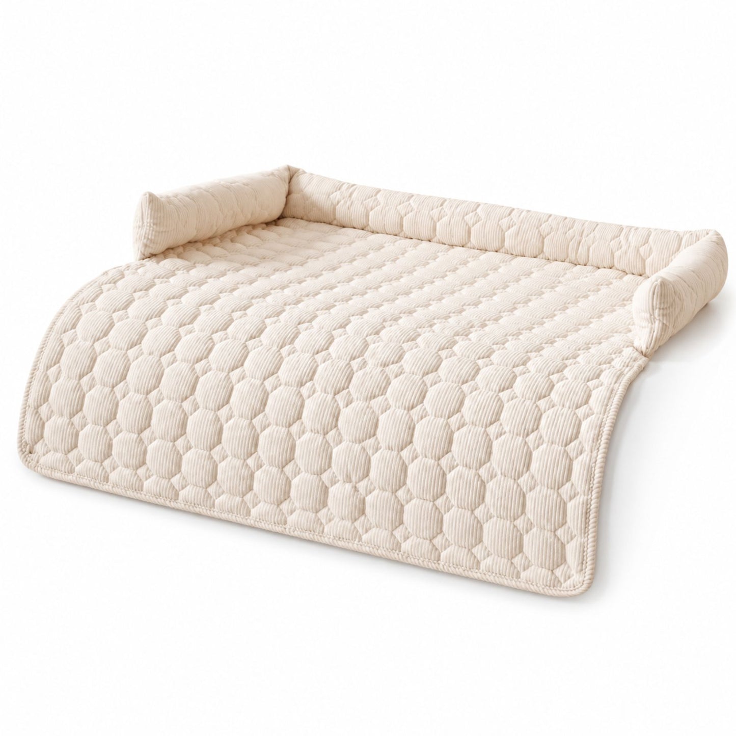 Pet Sofa Cushion 75x75 cm | Quilted Dog & Cat Bed Pad with Raised Bolster Sides