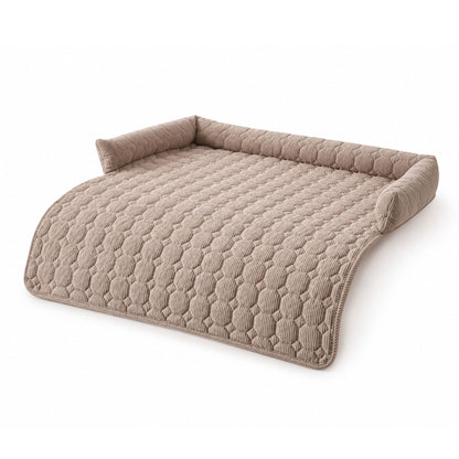 Pet Sofa Cushion 75x75 cm | Quilted Dog & Cat Bed Pad with Raised Bolster Sides
