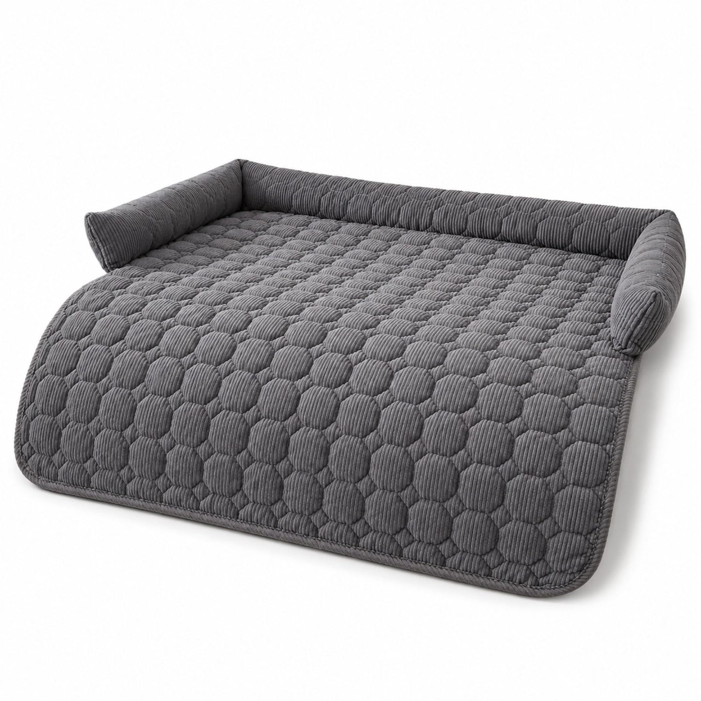 Pet Sofa Cushion 75x75 cm | Quilted Dog & Cat Bed Pad with Raised Bolster Sides