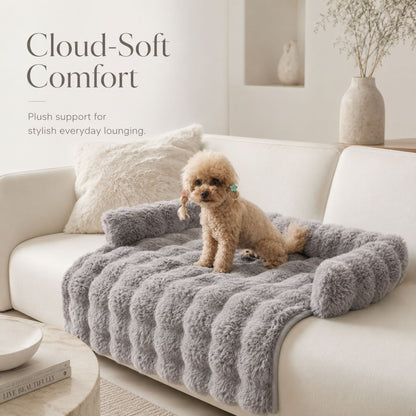 Pet Sofa Cushion 75x75 cm | Quilted Dog & Cat Bed Pad with Raised Bolster Sides
