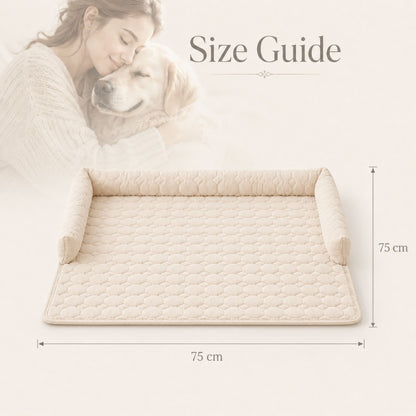 Pet Sofa Cushion 75x75 cm | Quilted Dog & Cat Bed Pad with Raised Bolster Sides
