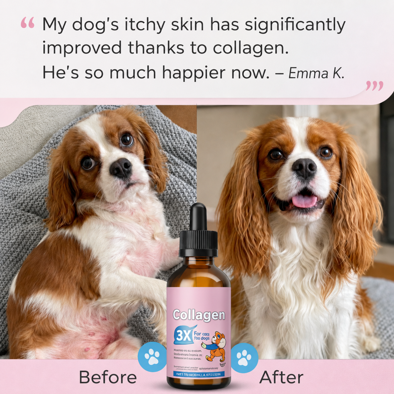 Pet Collagen Drops for Dogs – 60ml Liquid Collagen Supplement for Joint, Mobility, Skin & Coat Support