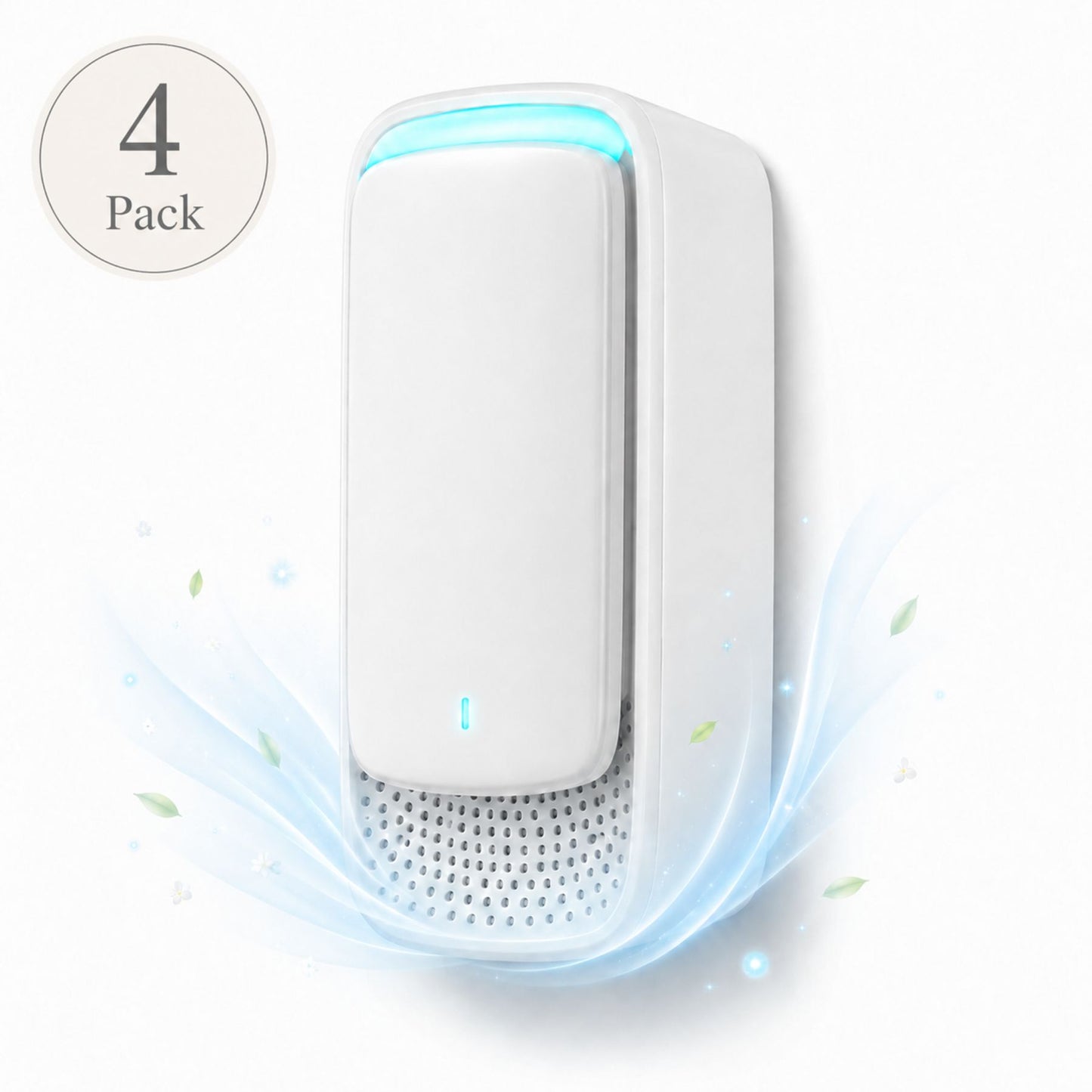 4 Pack Plug In Negative Ion Air Purifier – Mini Air Freshener Deodorizer for Pet Areas, Kitchen, Bathroom and Small Rooms