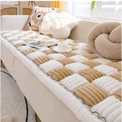 Plush Dog Sofa Mat and Cat Sleeping Pad – Padded Checkerboard Pet Bed Cushion