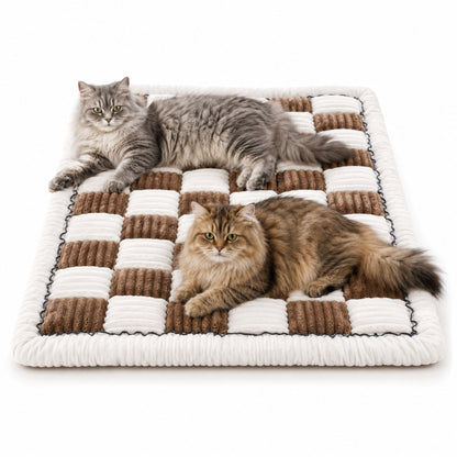 Plush Dog Sofa Mat and Cat Sleeping Pad – Padded Checkerboard Pet Bed Cushion