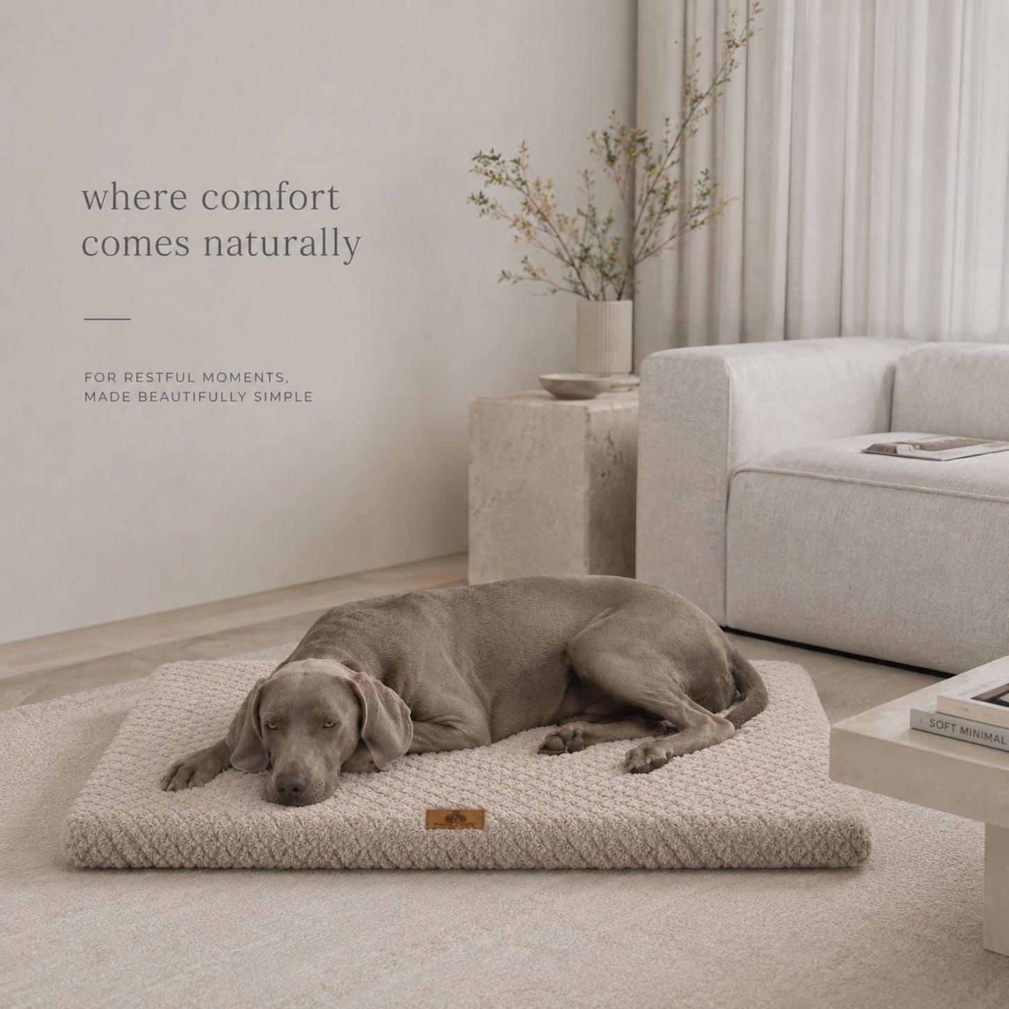Plush Faux Fur Dog Bed with Removable Washable Cover & Non-Slip Base