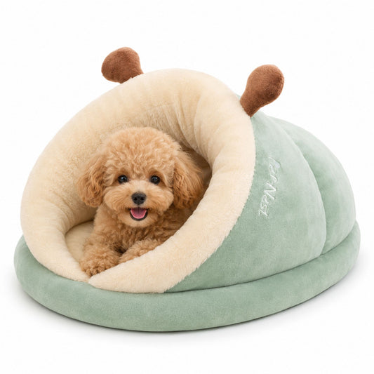 Plush Hooded Pet Bed for Small Dogs and Cats – Soft Cave Sleeping Nest