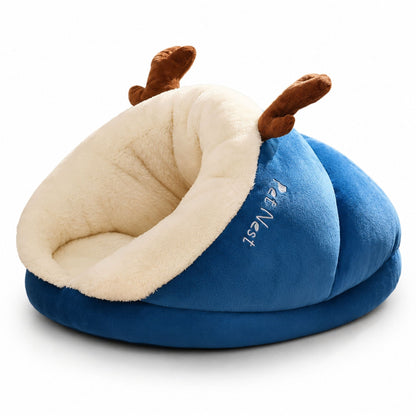 Plush Hooded Pet Bed for Small Dogs and Cats – Soft Cave Sleeping Nest