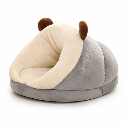 Plush Hooded Pet Bed for Small Dogs and Cats – Soft Cave Sleeping Nest