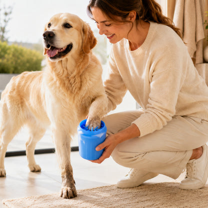 Portable Dog Paw Cleaner Cup with Soft Silicone Brush for Muddy Paws