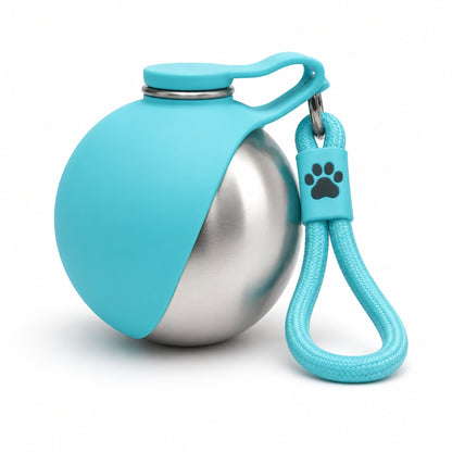 Portable Stainless Steel Dog Water Bottle with Silicone Drinking Bowl – Leakproof Travel Water Dispenser for Dogs & Pets