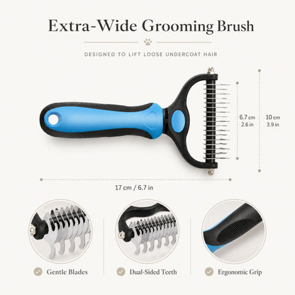 Professional Pet Deshedding Brush for Dogs & Cats – Dual-Sided Undercoat Rake & Dematting Comb