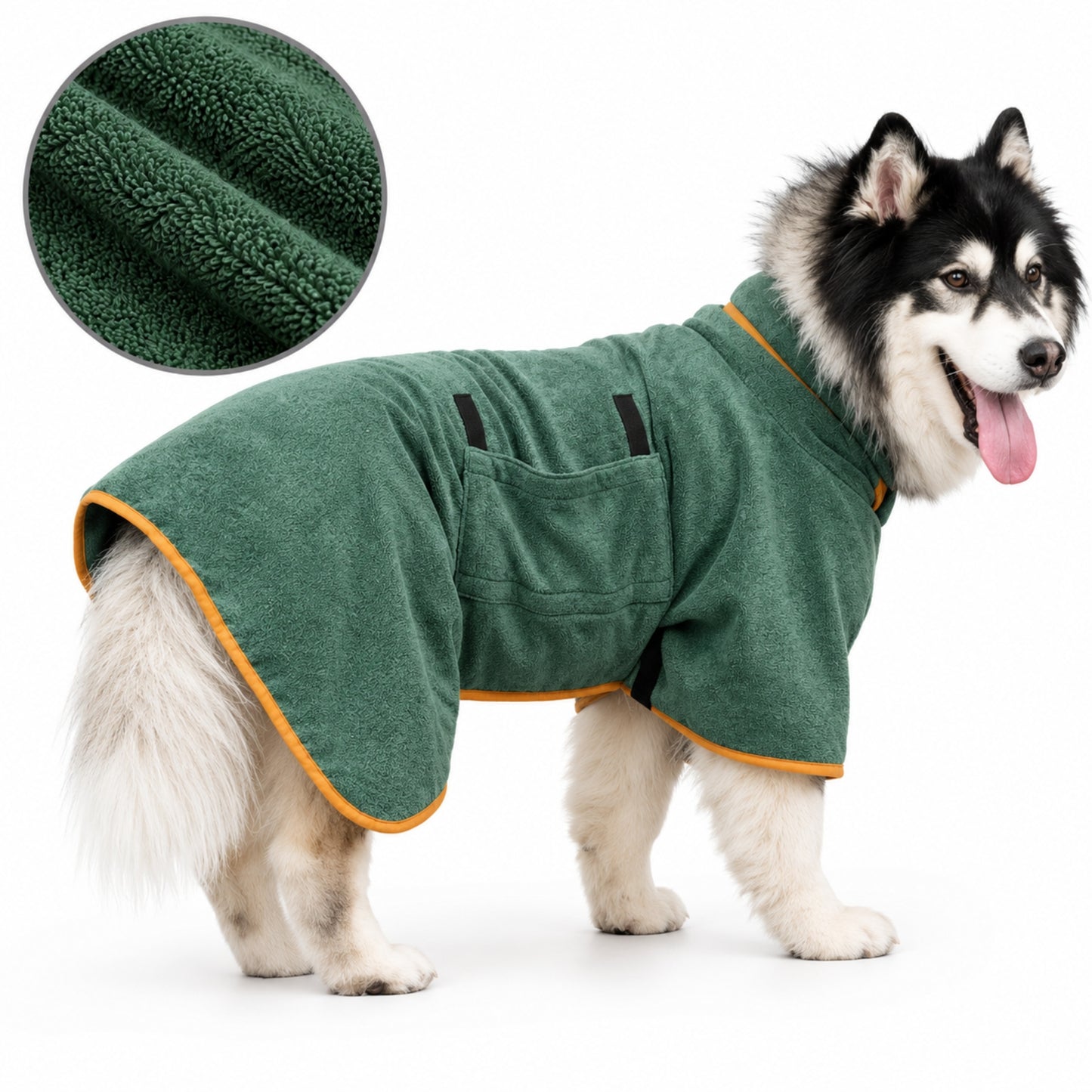 Quick Drying Microfiber Dog Bathrobe Towel with Adjustable Straps for Dogs and Cats