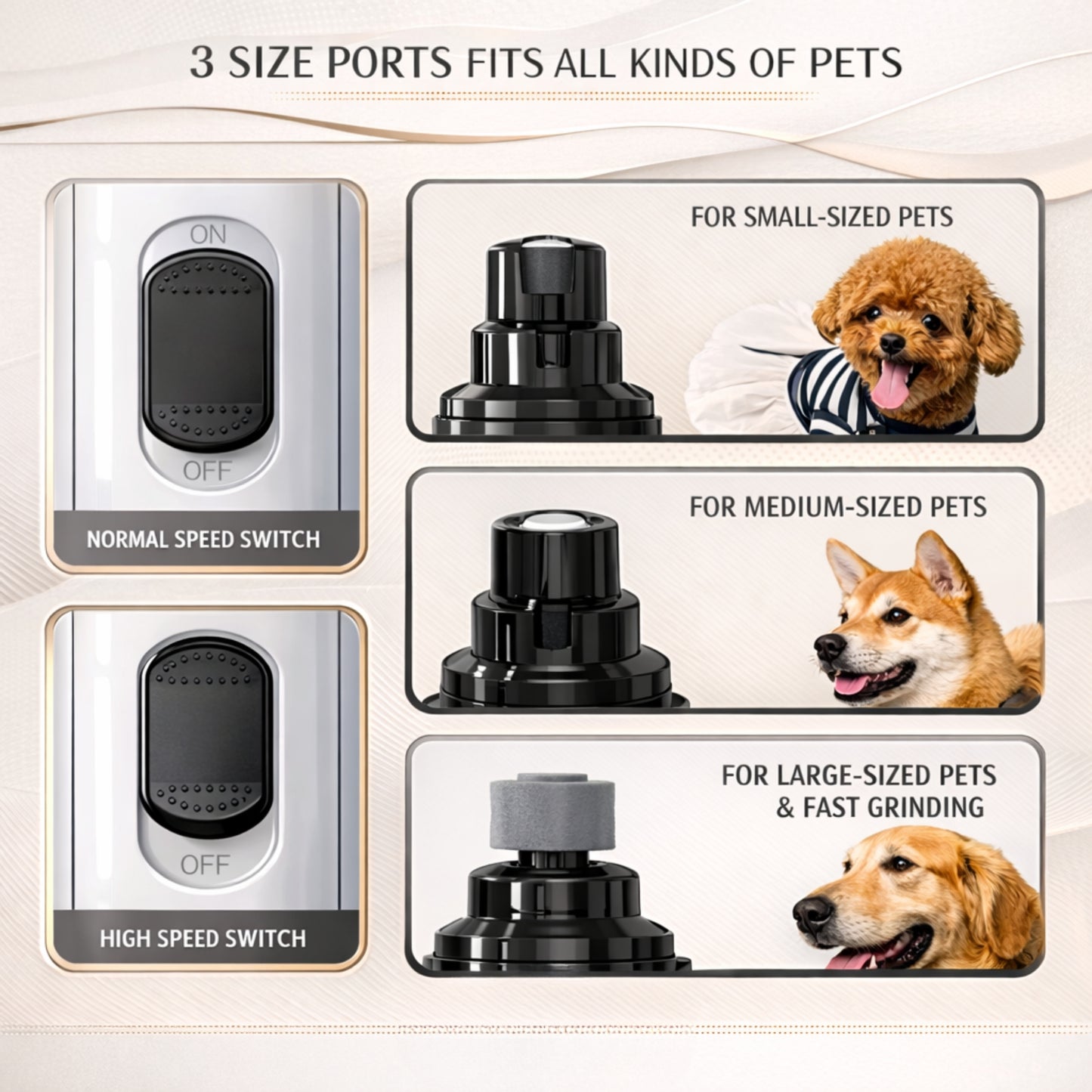 Quiet USB Rechargeable Pet Nail Grinder for Dogs & Cats