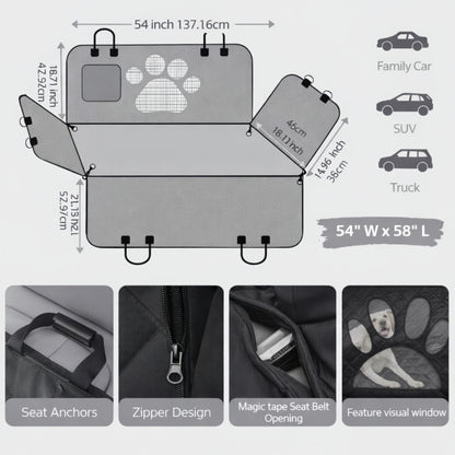 Quilted Dog Car Seat Cover Hammock for Back Seat