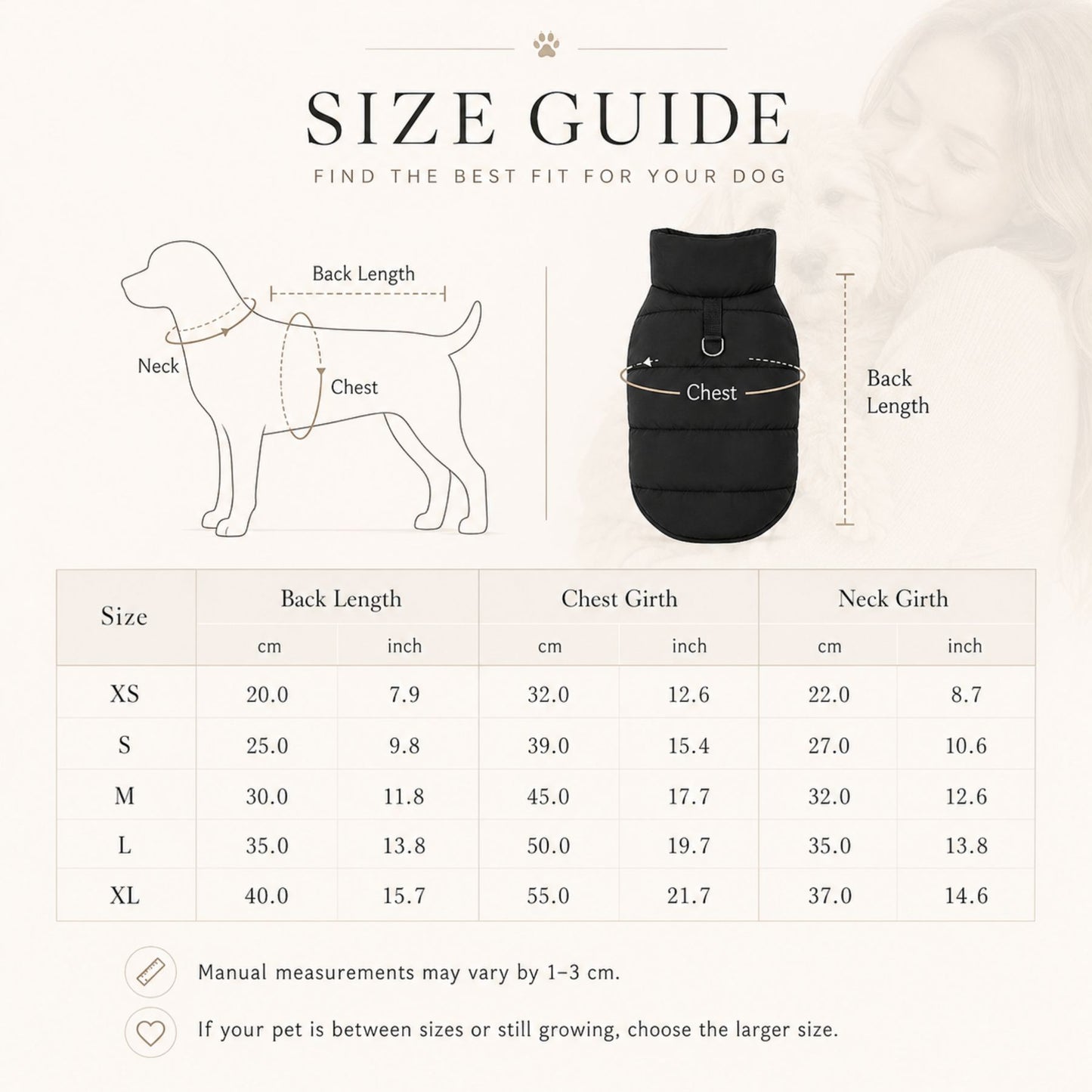 Quilted Fleece-Lined Dog Winter Vest with D-Ring