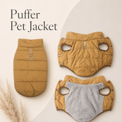 Quilted Fleece-Lined Dog Winter Vest with D-Ring