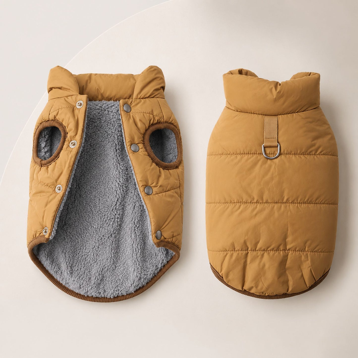 Quilted Fleece-Lined Dog Winter Vest with D-Ring