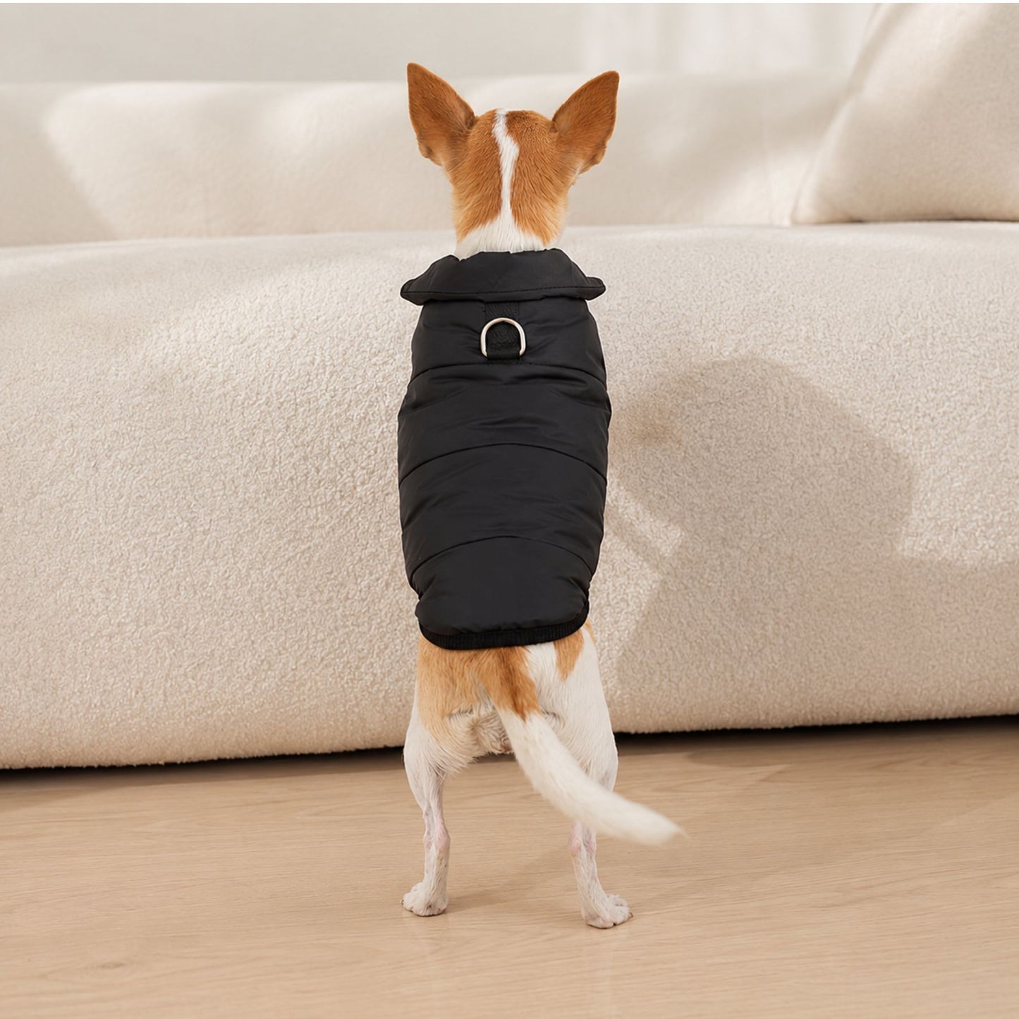 Quilted Fleece-Lined Dog Winter Vest with D-Ring