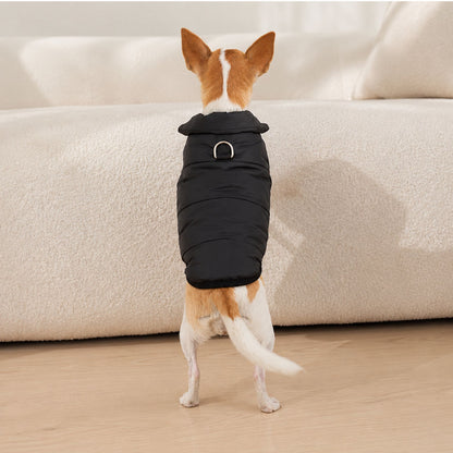Quilted Fleece-Lined Dog Winter Vest with D-Ring