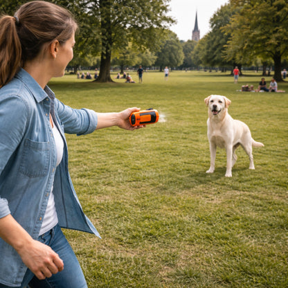 Rechargeable Ultrasonic Dog Training Device with LED Flashlight – Portable Anti Bark Deterrent