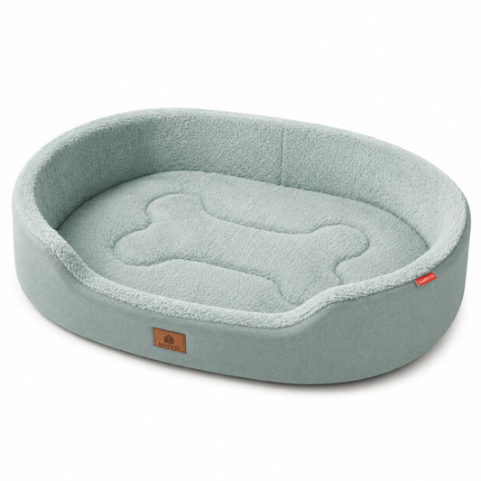 Raised Edge Plush Dog Bed with Non-Slip Base | Sofa Style Pet Couch Bed for Dogs and Cats