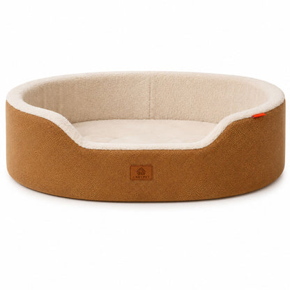 Raised Edge Plush Dog Bed with Non-Slip Base | Sofa Style Pet Couch Bed for Dogs and Cats