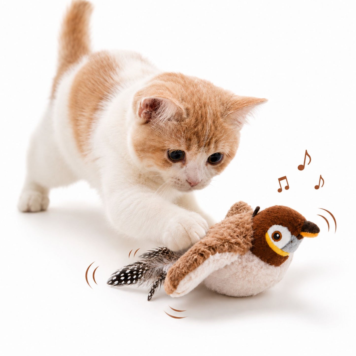 Rechargeable Flapping Bird Cat Toy with Chirping Sound and Touch Activation
