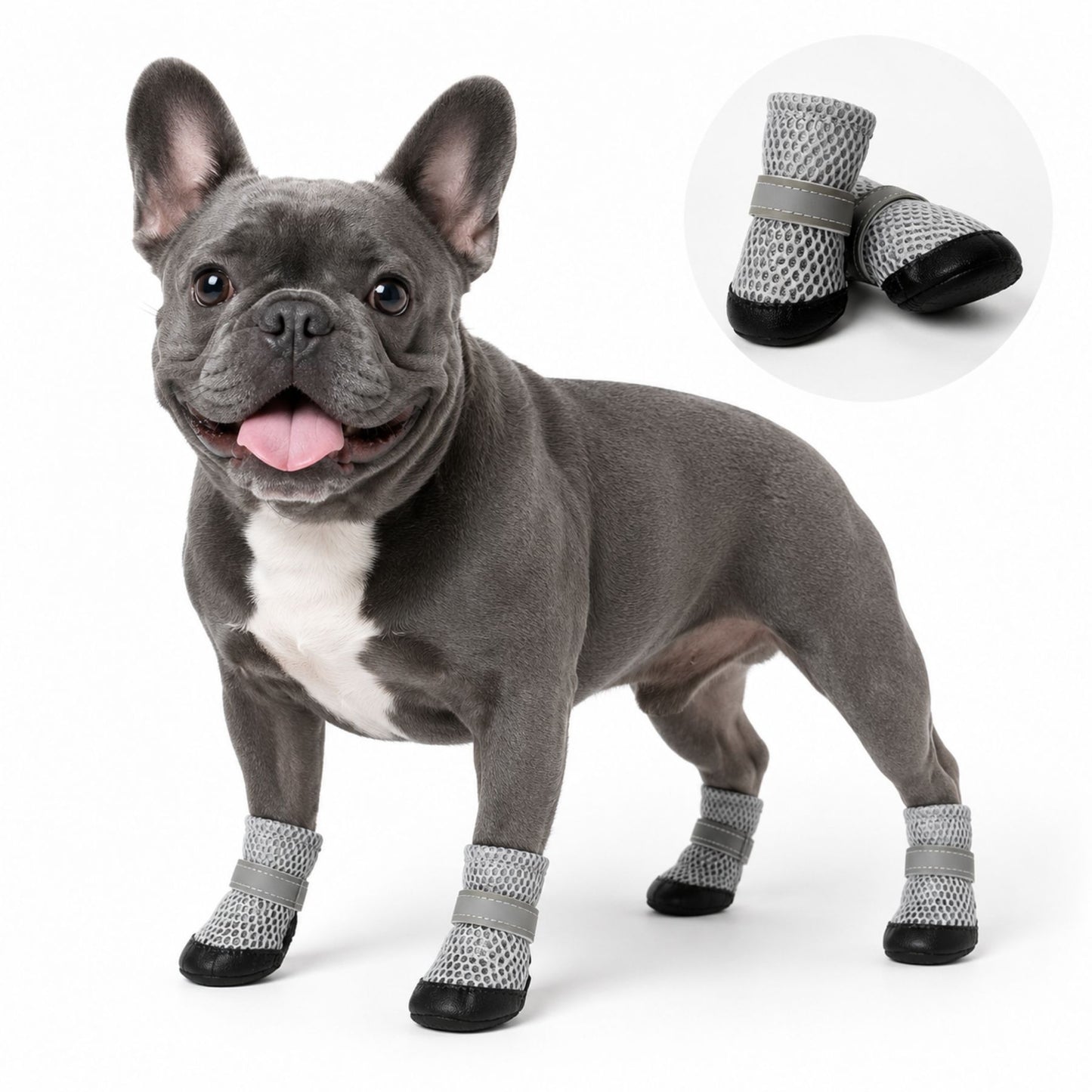 Reflective Anti-Slip Dog Shoes – 4 Piece Adjustable Paw Protector Set