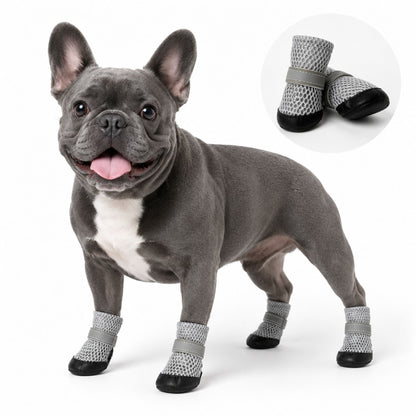 Reflective Anti-Slip Dog Shoes – 4 Piece Adjustable Paw Protector Set